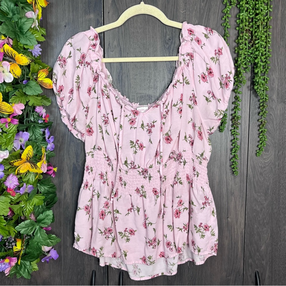 No Boundaries Floral Printed Short Sleeve Top Size 3XL